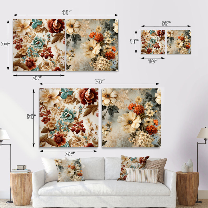 Rustic Victorian Brocade Victorian, H 16 po x l 33 po