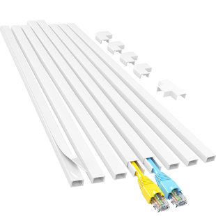 Cord Hider, 113In One-Cord Cable Concealer, Cord Covers For Wires On Wall, Easy Install Cable Management Kit For 2 Small Wires, Cables Raceway Home Office, W0.59In H0.4In