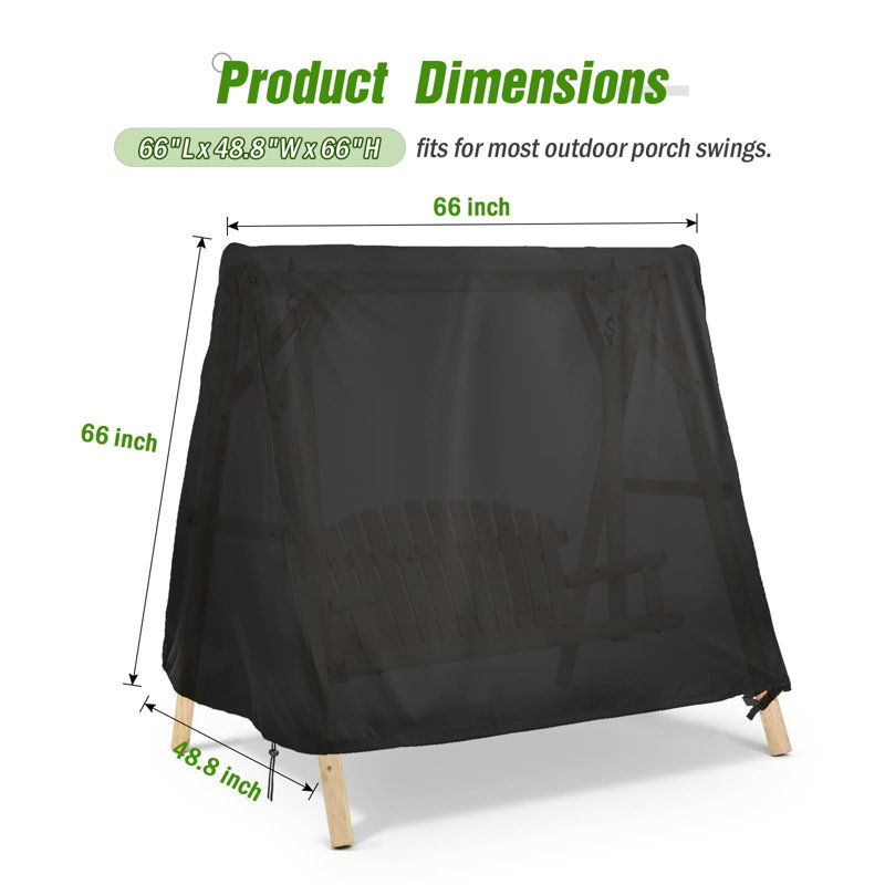 Black Waterproof Outdoor Swing Cover for A-Frame Patio Furniture