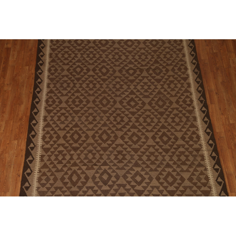 Tapis géométrique brun Kilim 7 x 10