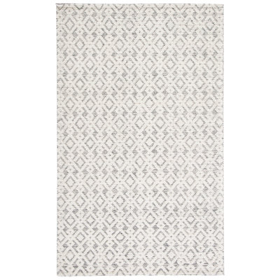 Tapis géométrique en laine / gris tissé à la main Vermont
