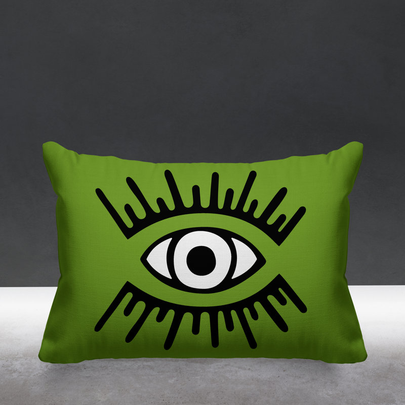 Coussin intérieur / extérieur Miranda Evil Eye, Chartreuse