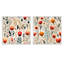 Motif floral orange Meadow - ensemble de 2 collages carrés botaniques abstraits-101857081-101857080