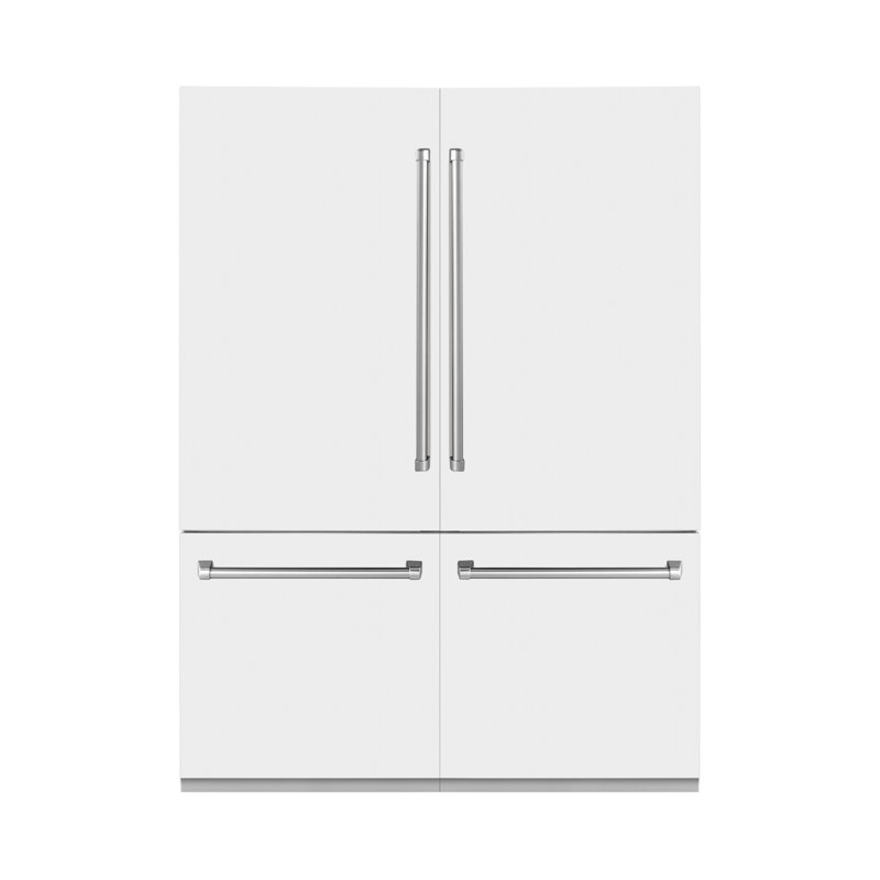 ZLINE 60" Autograph Edition 32.2 cu. ft. Built-in 4-Door French Door Refrigerator, White Matte, Stainless Steel