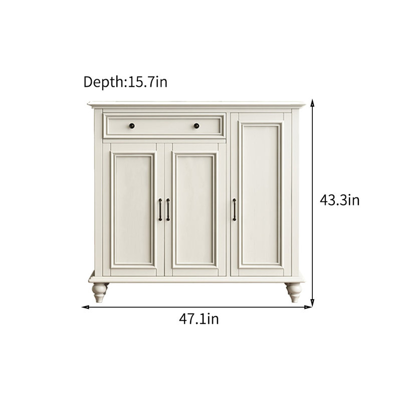 Armoire de rangement pour chaussures européenne en bois massif 19 paires, Blanc