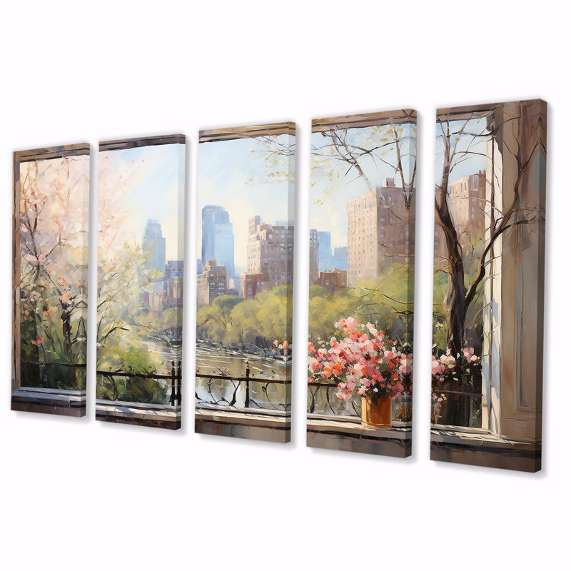 "New York Central Park Window Views III - New York City", art mural 5 pièces, H 28 po x l 60 po