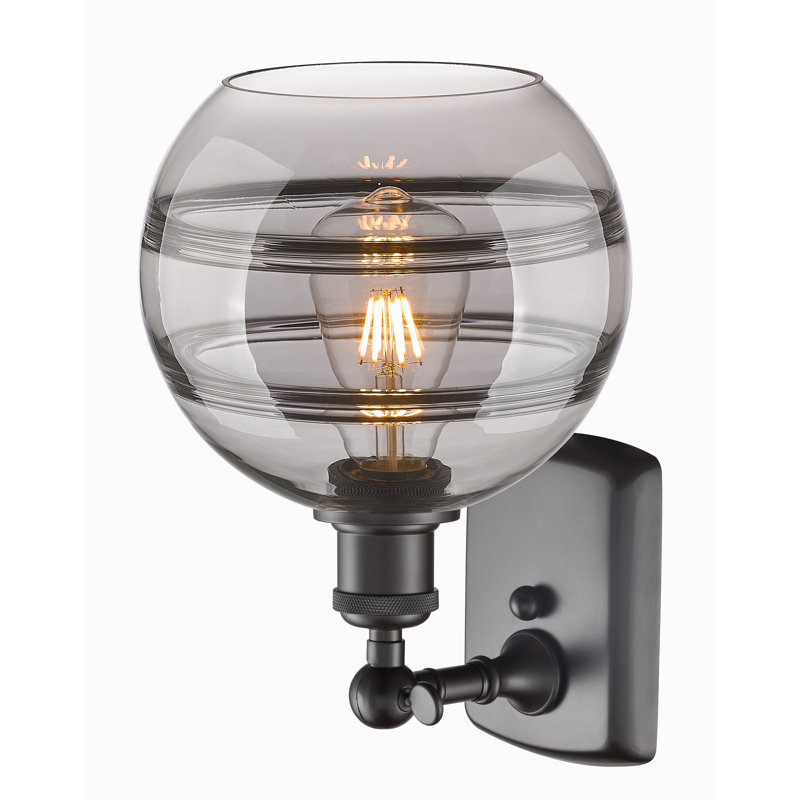 Applique murale 1 lumière Ballston Bienes, Bronze huilé, Gris fumée clair, H 10,88 po x l 8 po x P 8,13 po