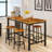 5-Piece Rustic Bar Table Set With 4 Stools - Space-Saving Kitchen Pub Table For Breakfast Nook, Apartment, Bar