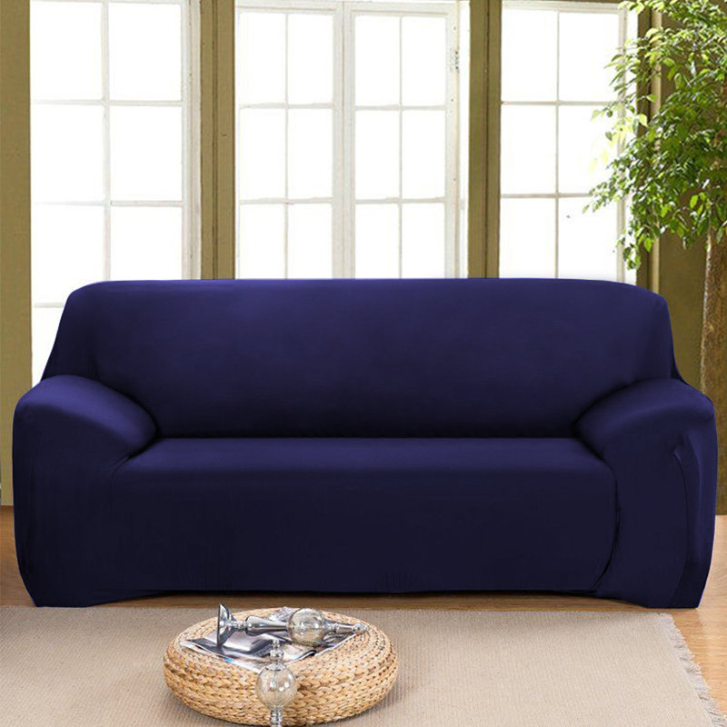 Housse pour canapé extensible 3 places, H 45 po x l 118 po x P 30 po, Mélange de polyester bleu marine