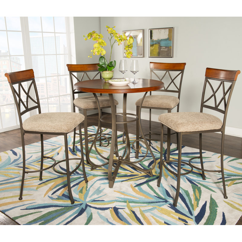 Jefferson 5-piece Round Stationary Pub Table Set
