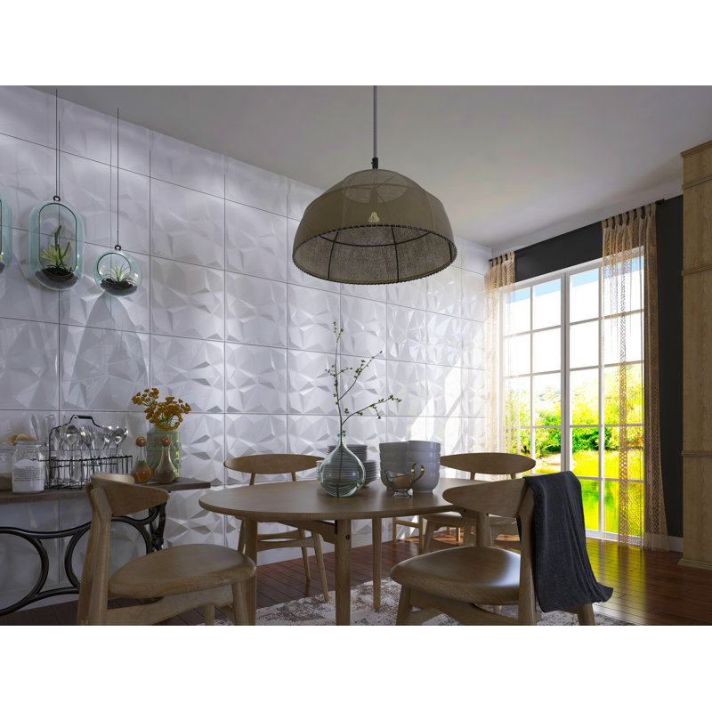 Serrato 50.04cm x 50.04cm Wood Tile in White