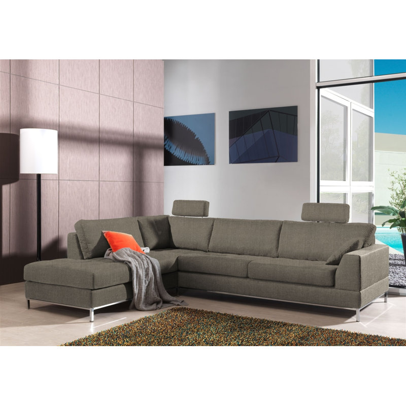 Gino 5 Seater Corner Sofa , Chaise lounge left, Dark beige