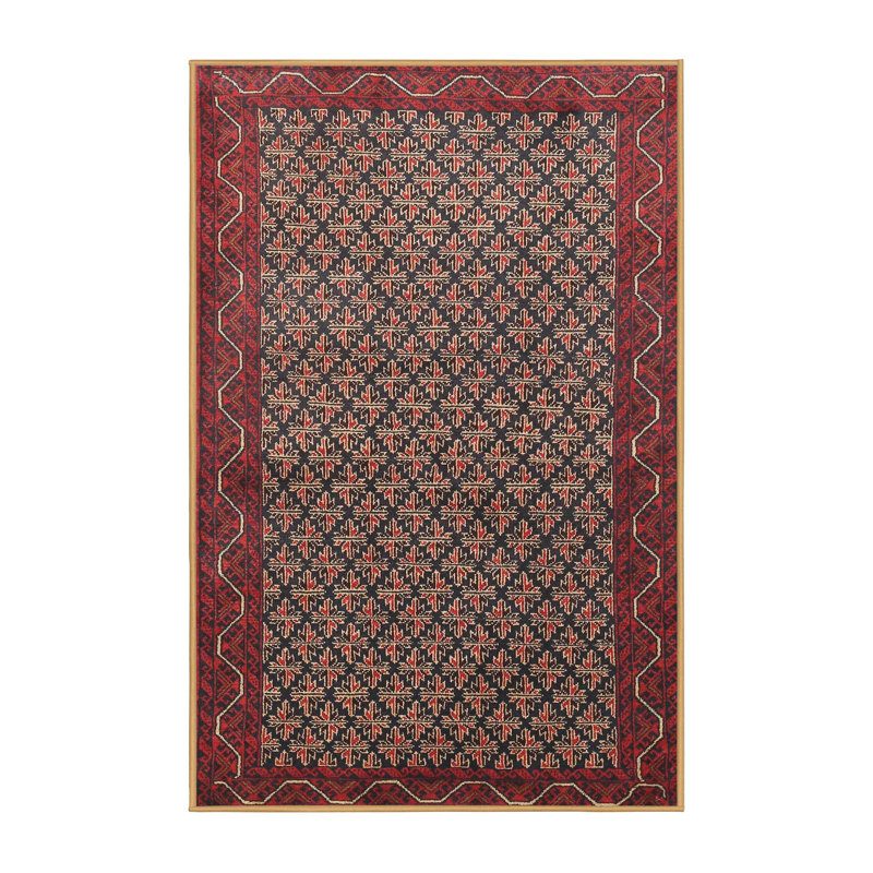 Tapis traditionnel rouge / brun Christenberry, Rectangle 5 pi x 7 pi