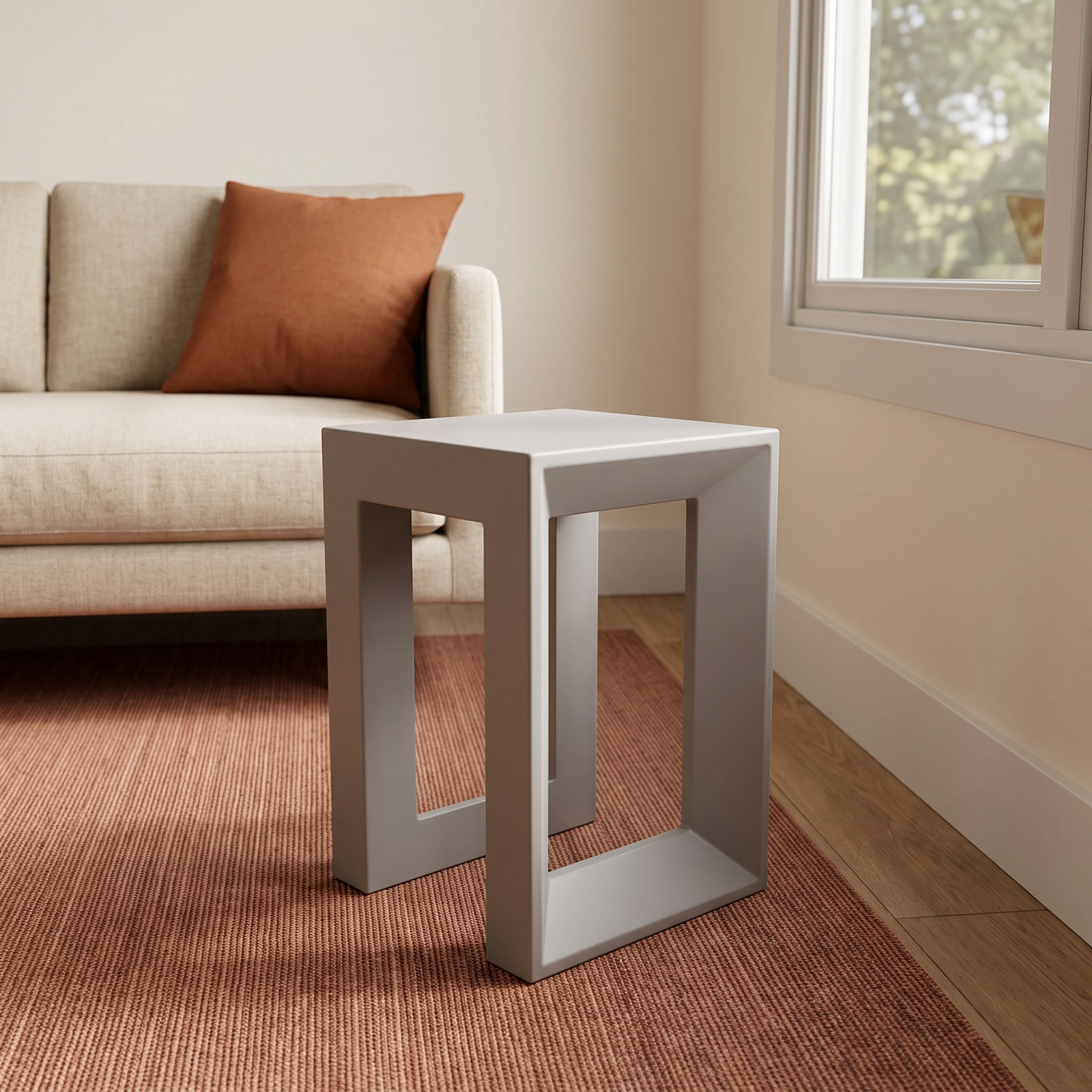 Frame Accent Stool, Taupe