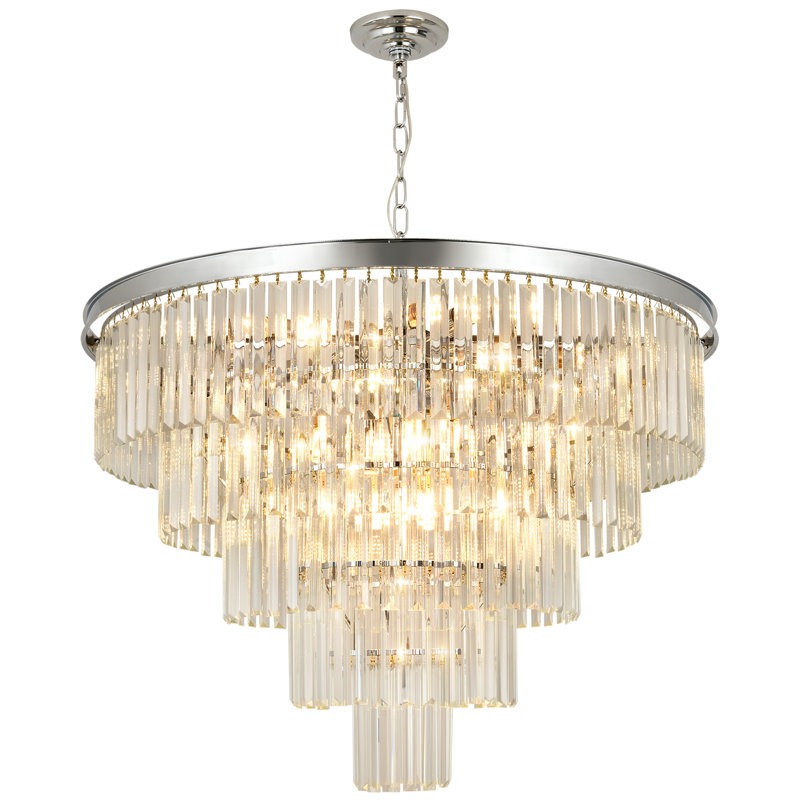 Lustre en cristal Makinlee, H 22,44 po x l 31,5 po x P 31,5 po, 15 lumières, Chrome chrome