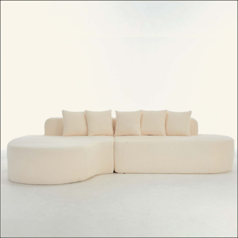 Canapés désossés pour le salon, canapé modulaire incurvé avec 5 coussins, canapé en forme de L sans siège avec siège profond, mousse à mémoire de forme haute densité, aucun assemblage requis