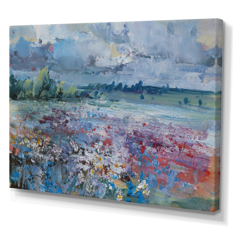 «Scenery Wildflowers Blooming», peinture sur toile, H 8 po x l 12 po x P 1 po, Toile tendue