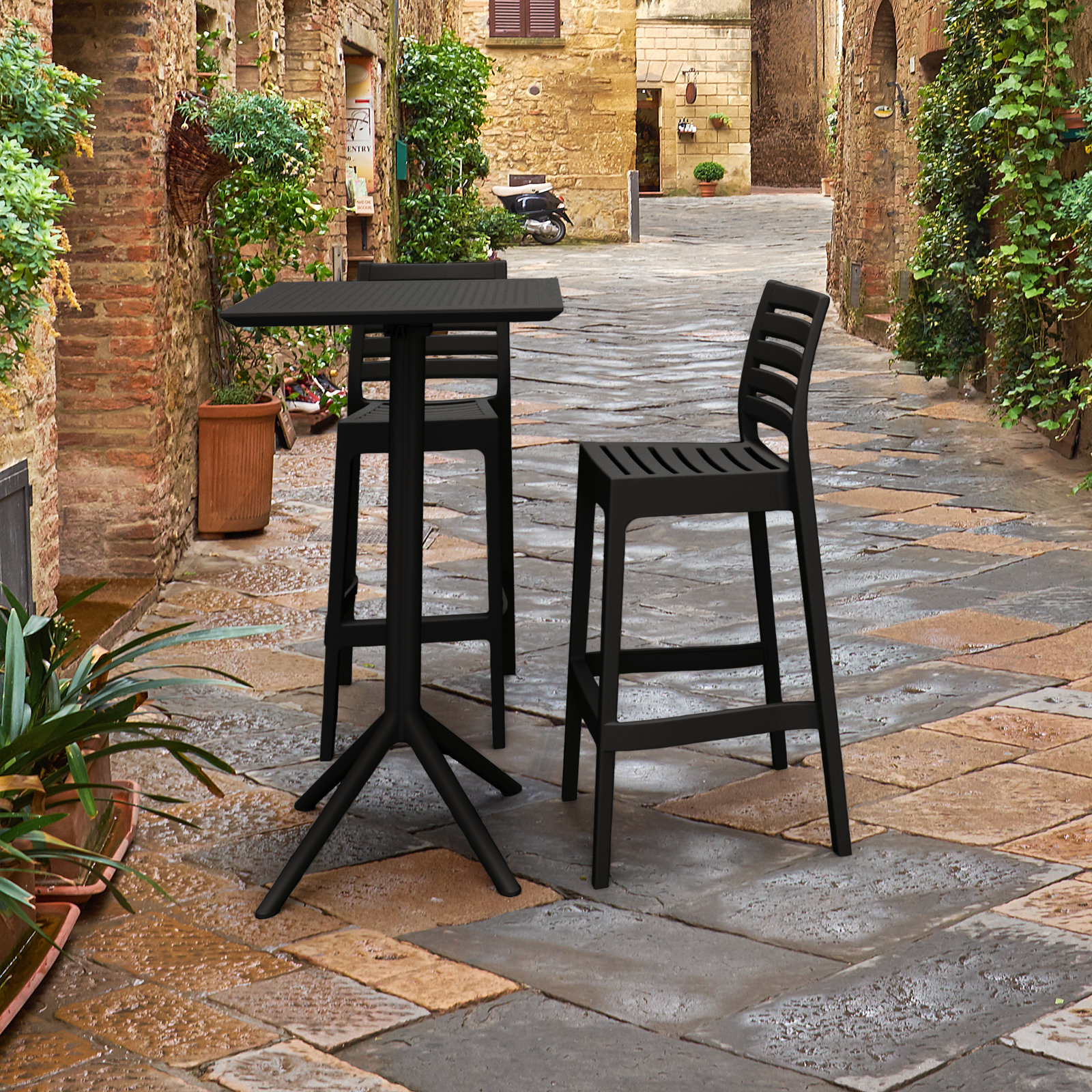 Farrah 24" Patio Dining Set, Black