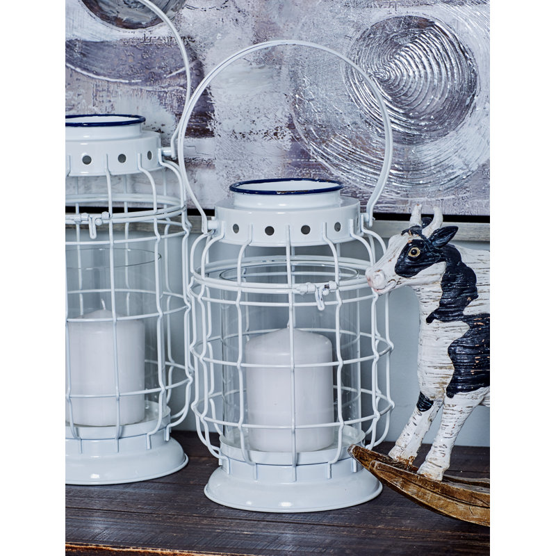 Metal Tabletop Lantern, 10" H x 6" W x 6" D