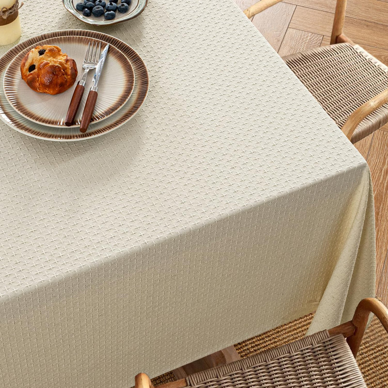 Nappe en lin naturel en coton naturel Nappe rectangulaire imperméable et anti-éclaboussures Nappe texturée décorative de style campagnard pour les mariages 52 x 70 pouces