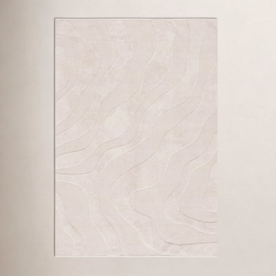 Mozie Ivory Washable Hand-Woven Cotton Rug