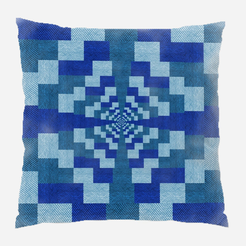 Fabric Geometric Microsuede Reversible Throw Pillow