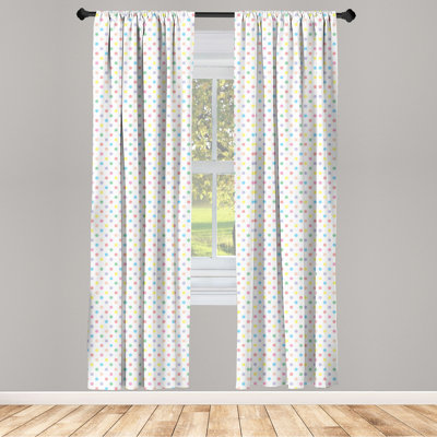 Polka Dots Semi-Sheer Rod Pocket Curtain Panels