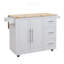 Îlot de cuisine avec support à épices, porte-serviettes et plateau de table en bois massif extensible - blanc, îlot de cuisine-2030331209