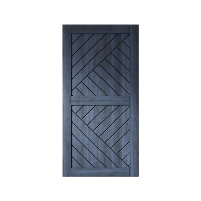 Homacer Geometric Design Navy Finished & Unassembled Pine Wood Barn Door (Interior Use Only)