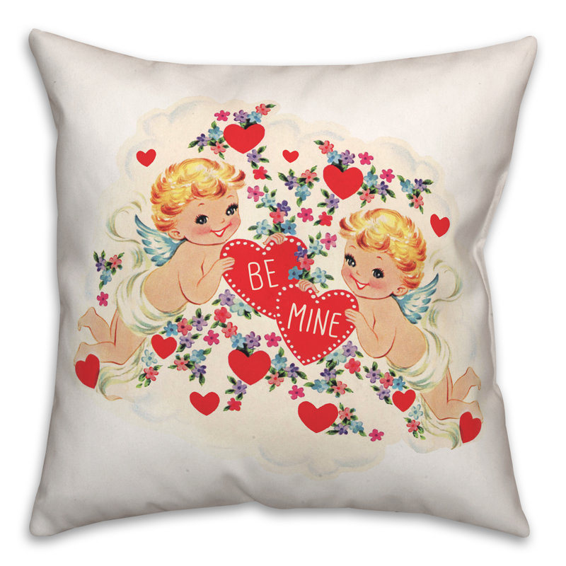 Retro Cupids Square Pillow Cover & Insert