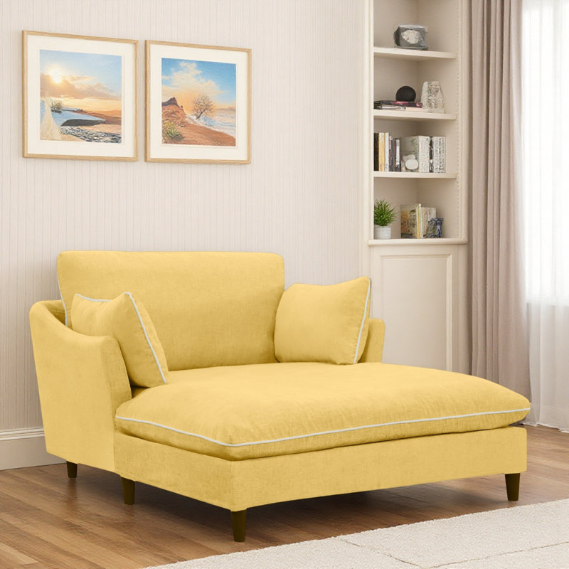 Chaise longue moderne avec coussins, Jaune