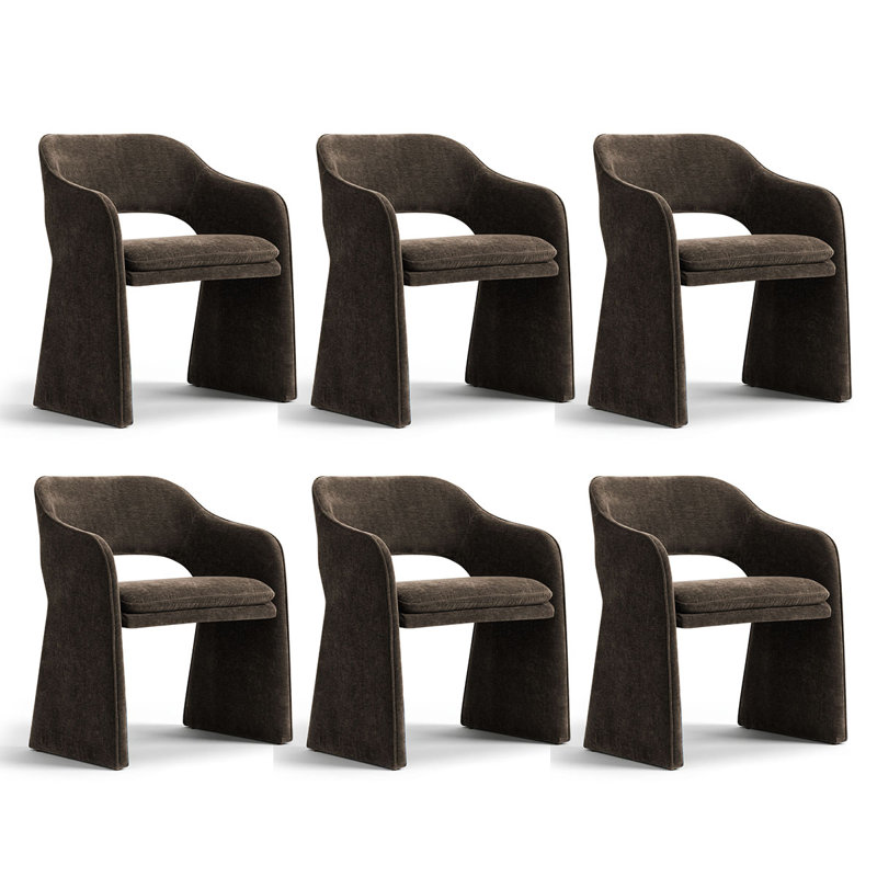 19" Upholstered Chenille Dining Armchair, Chocolate Brown