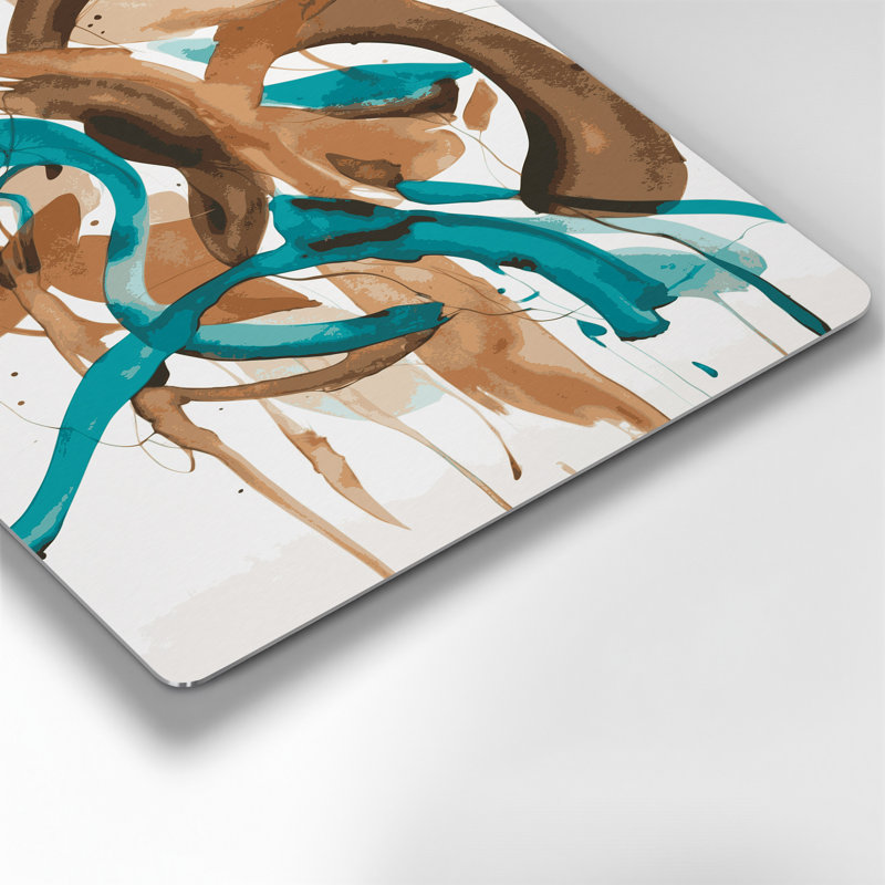 Abstrait aquarelle 84, art mural vert en métal, H 10 po x l 8 po
