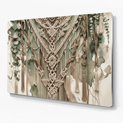 Botanical Boho Botanical Macrame Patterns Brown Metal Wall Art