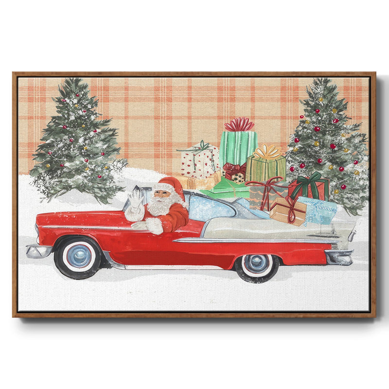 Père Noël sur roues II, H 27 po x l 41 po x P 1,5 po, Noyer