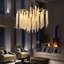 Lustre cascade de cristal moderne doré 24 pouces