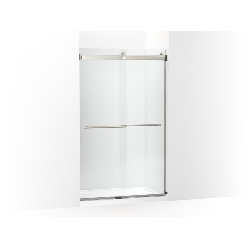 Levity Plus Less Sliding Shower Door, 77-9/16 In. H X 44-5/8 - 47-5/8 In. W, With 5/16 In.-Thick Crystal Clear Glass, Nickel