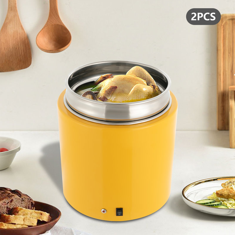 2 Pcs Electric Commercial Soup Warmer Pot Food Warmer Red, Yellow