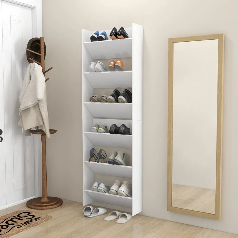 Wall Shoe Cabinets 2 pcs 60x18x90 cm Engineered Wood, White