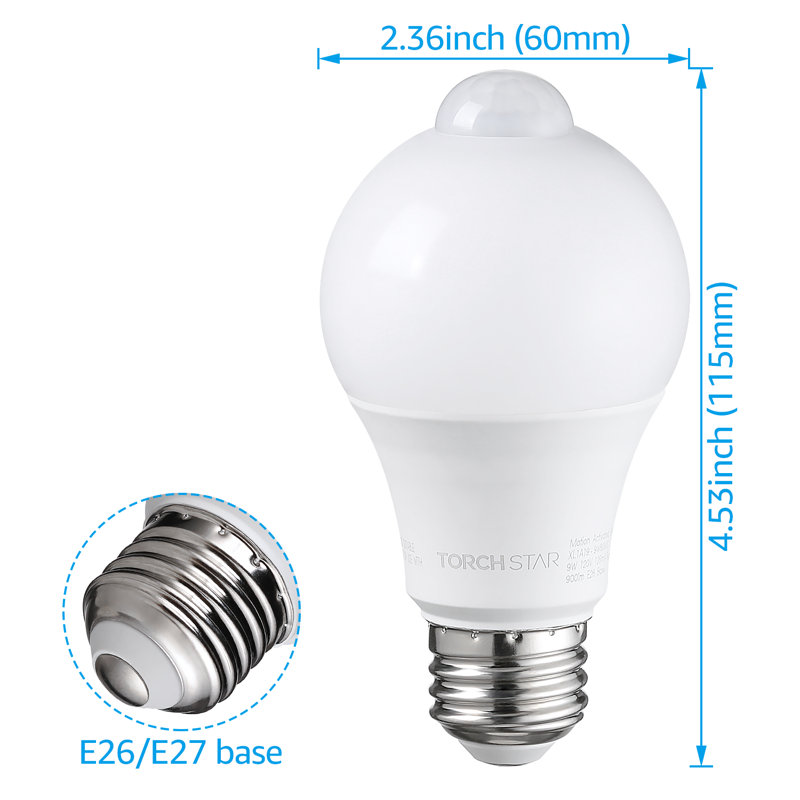Ampoule DEL A19 à capteur de mouvement, 9 W, 900 Lm, culot E26, homologuée UL, blanc pur 6 000 K, 6000 kelvins