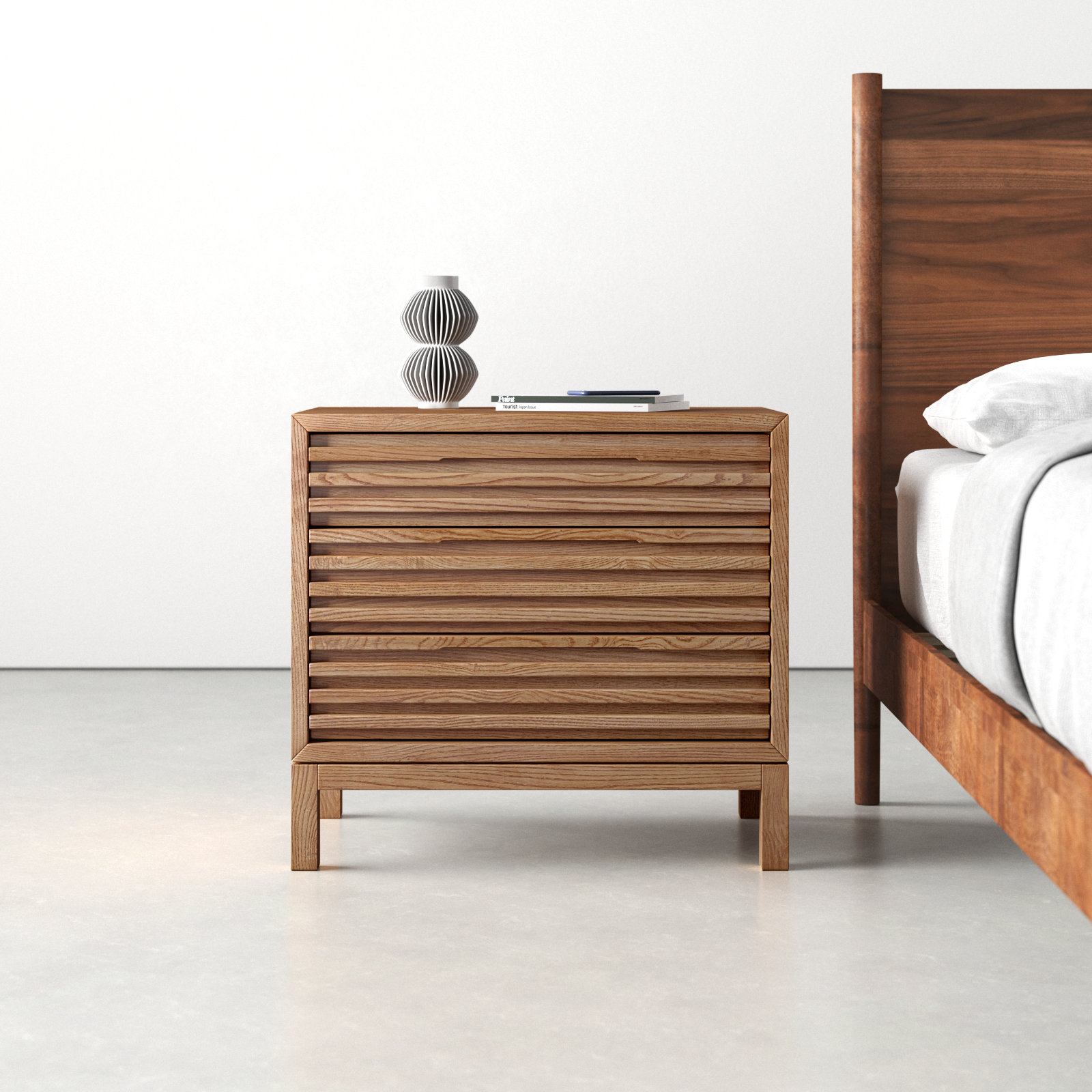 Finnian 3 - Drawer Nightstand, Light Oak