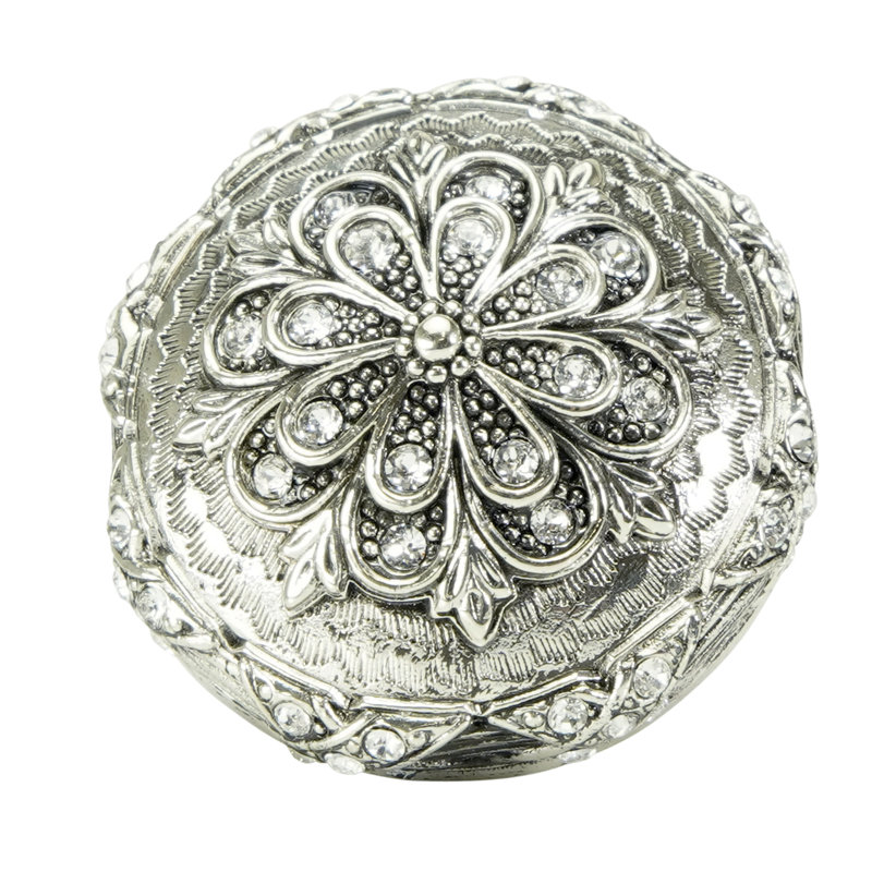 NEWPORT KNOB; DECORATED WITH SWAROVSKI® LT COLORADO TOPAZ CRYSTALS, Burnished Silver