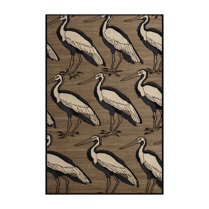 Washable African Sacred Ibis Wildlife Area Rug, Runner 2' x 4'