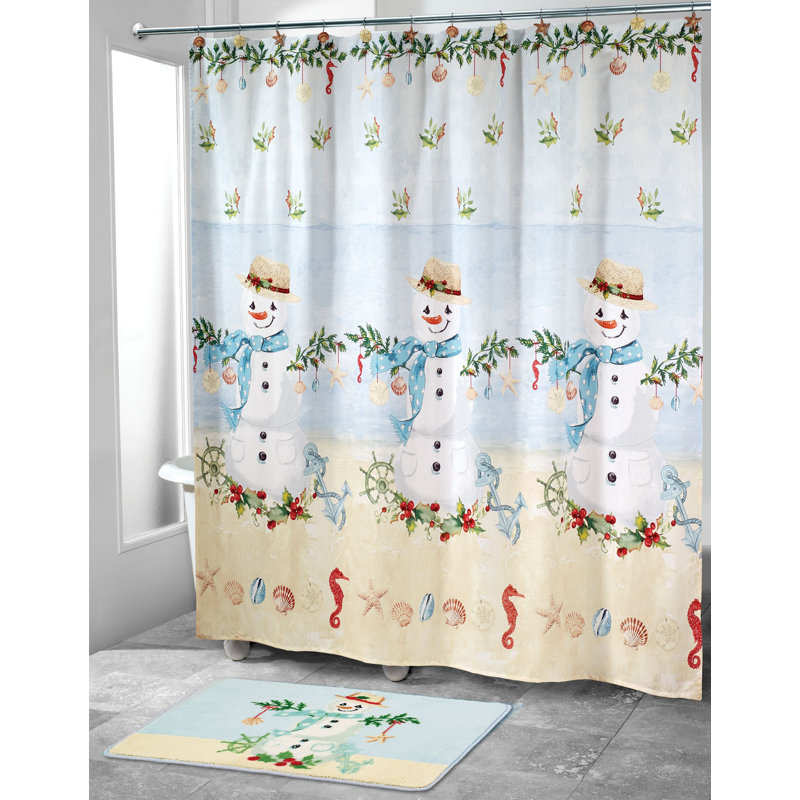 Coastal Snowman Cotton Non-Slip Bath Rug