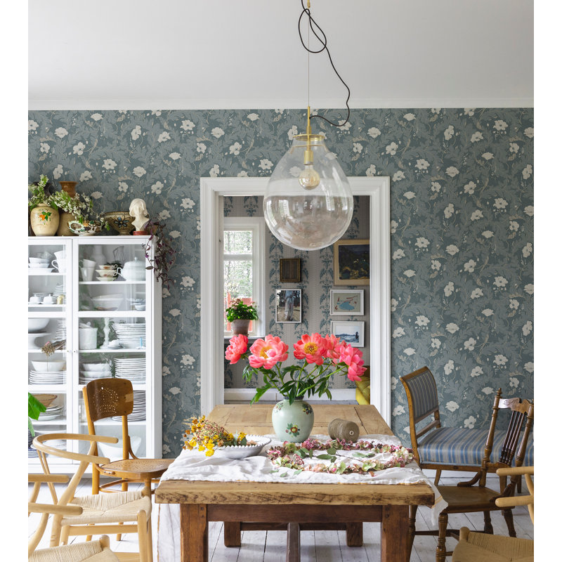 Lofstad Floral Wallpaper Roll, Gray