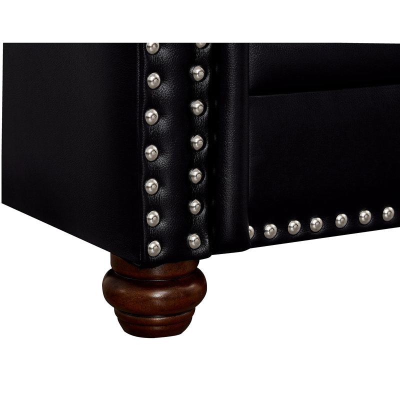 Canapé clous de salon Classic, H 34,44 po x l 82,68 po x P 31,83 po, Noir