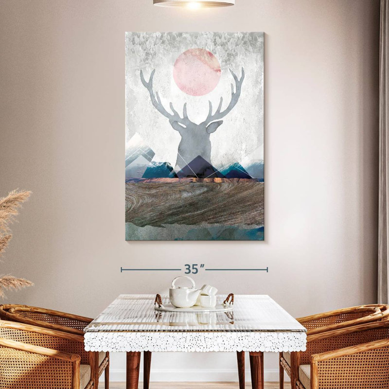 Brampt Deer And Mountains, 51" H x 34" W