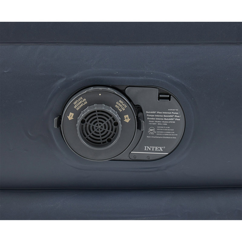 King Size Gray and Black Raised Air Mattress with Built-In Pump