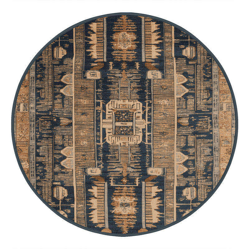 Tapis brun lavable à la machine, Rond 5 pi