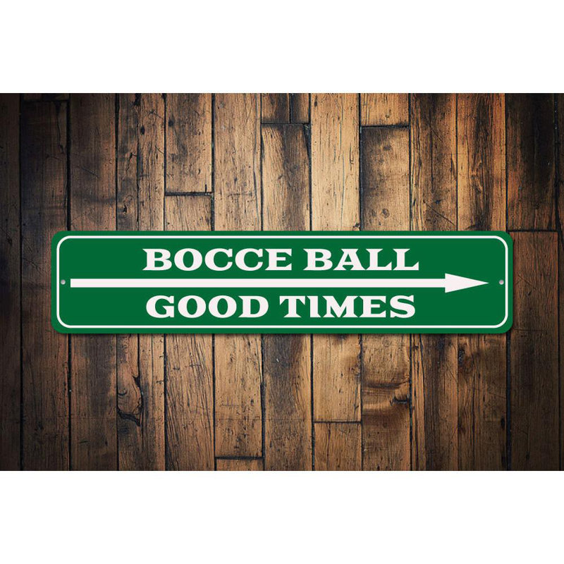 Enseigne de boule de pétanque, H 4 po x l 18 po x P 0,04 po